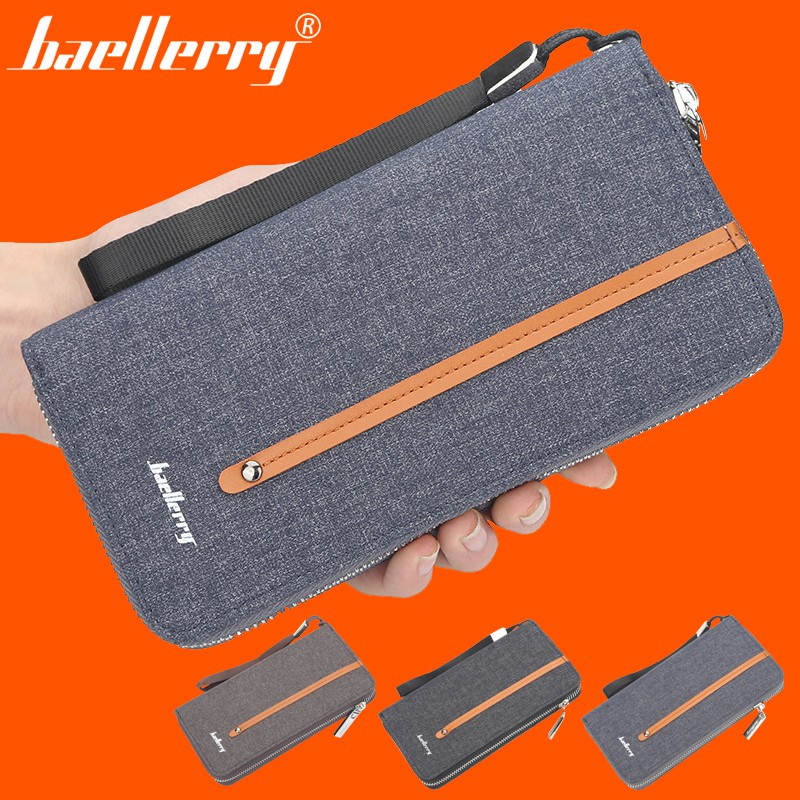 Baellerry Ví Dài Vải Canvas Có Khóa Kéo Thời Trang Cho Nam