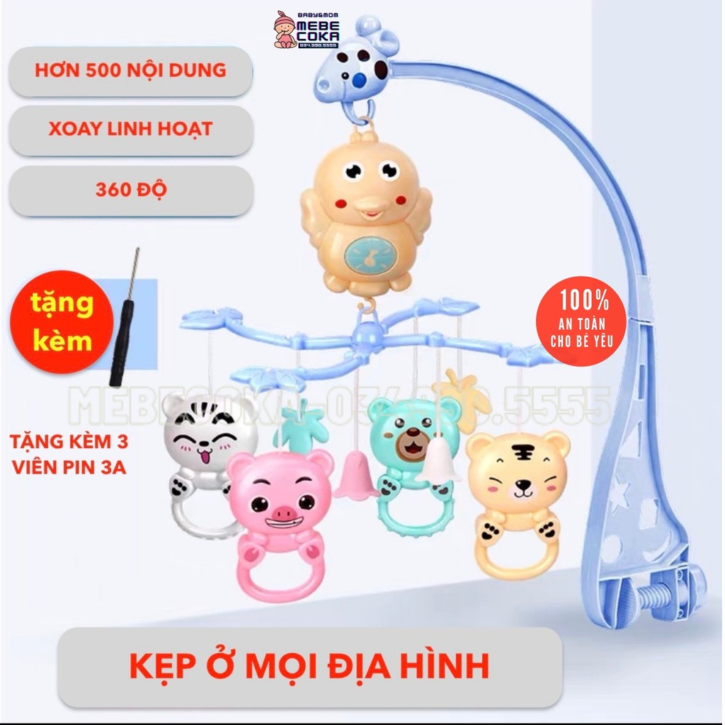 Hộp nhạc treo nôi, kích thích thính giác ,thị giác, Xoay 360 Độ giúp bé vui chơi thư giản ngủ ngon