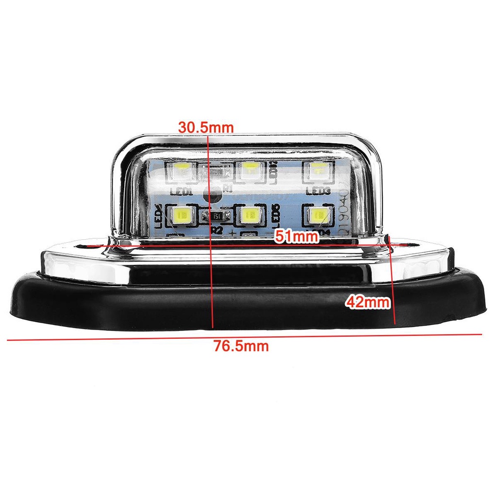 2 Đèn LED 6 Bóng 12V 24V Siêu Sáng Cho Biển Số Xe Tải