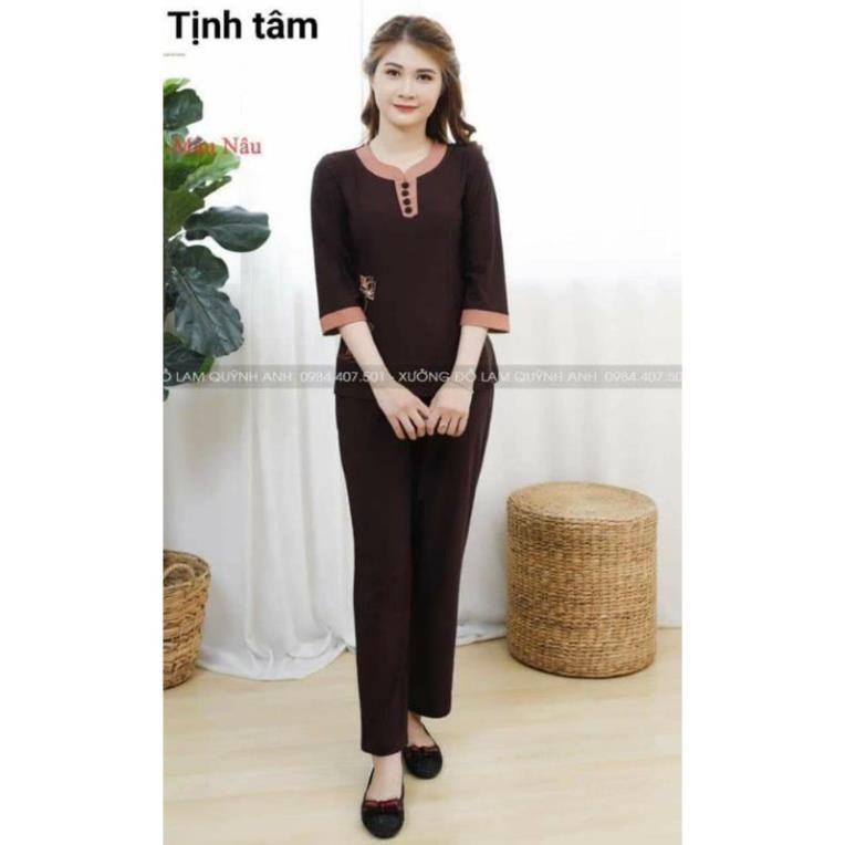 Đồ Lam Đi Chùa- Mẫu Thun Phối 4 Nút- Hàng Cao Cấp Loại 1 | BigBuy360 - bigbuy360.vn