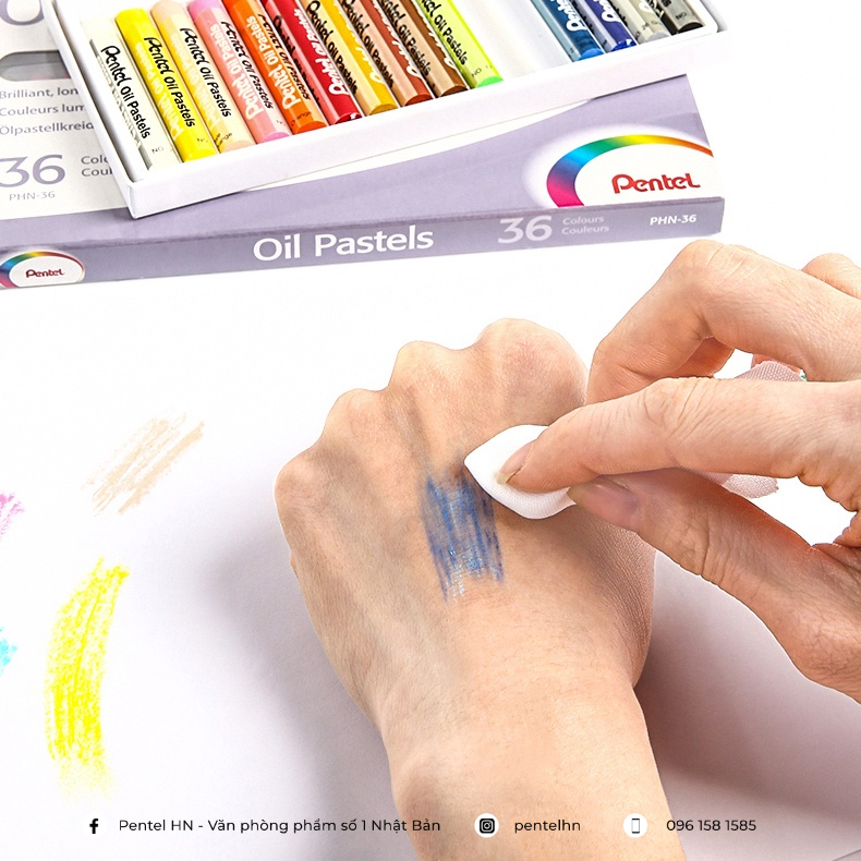 Sáp Màu Dầu Nhật Bản Pentel Oil Pastel PHN Bộ 12/16/25/36/50 Màu | Màu Sắc Tươi Sáng | An Toàn Không Độc Hại | Phấn Dầu|