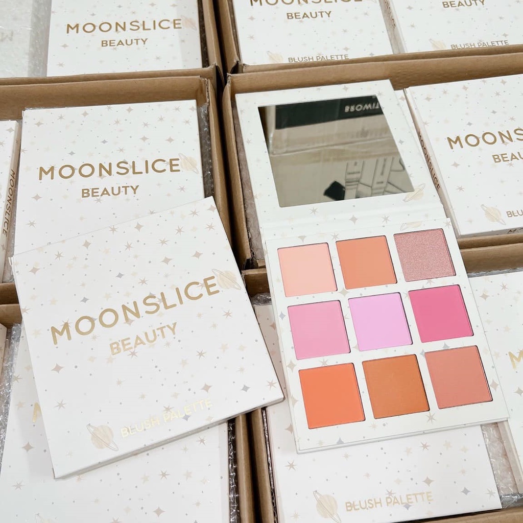 Bảng phấn má hồng 9 ô Moon Slice Beauty Brush Palette tạo khối và bắt sáng tự nhiên bám màu lâu trôi