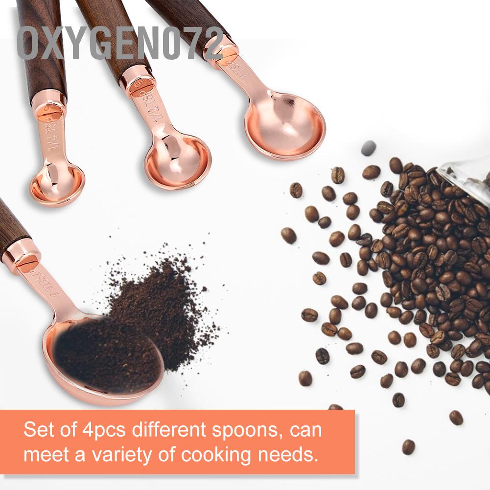 Oxygen072 4PCS/Set Rose Gold Stainless Steel Measuring Cups Spoon for Household Kitchen Baking Gadget