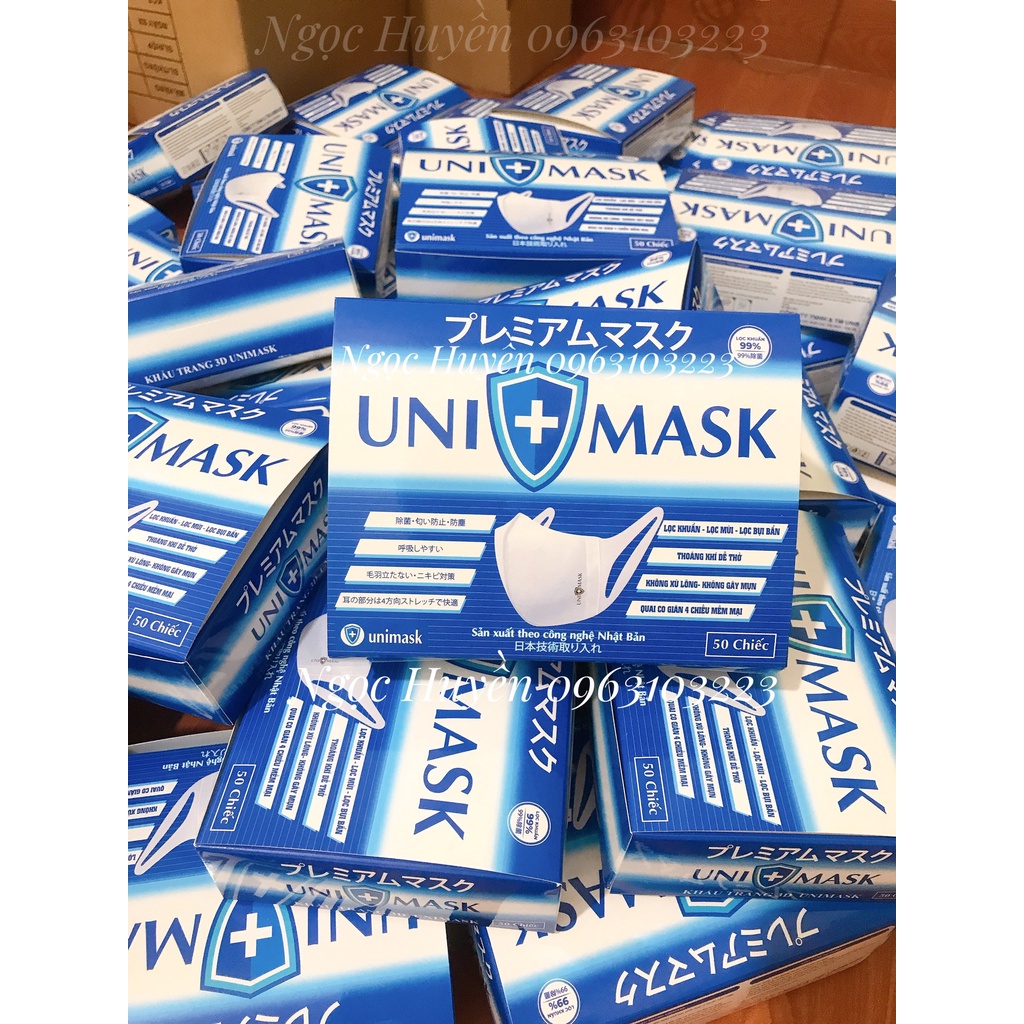 Khẩu trang 3D UniMask Công Nghê Nhật Bản Kháng Khuẩn  -Hàng đóng hộp 50c