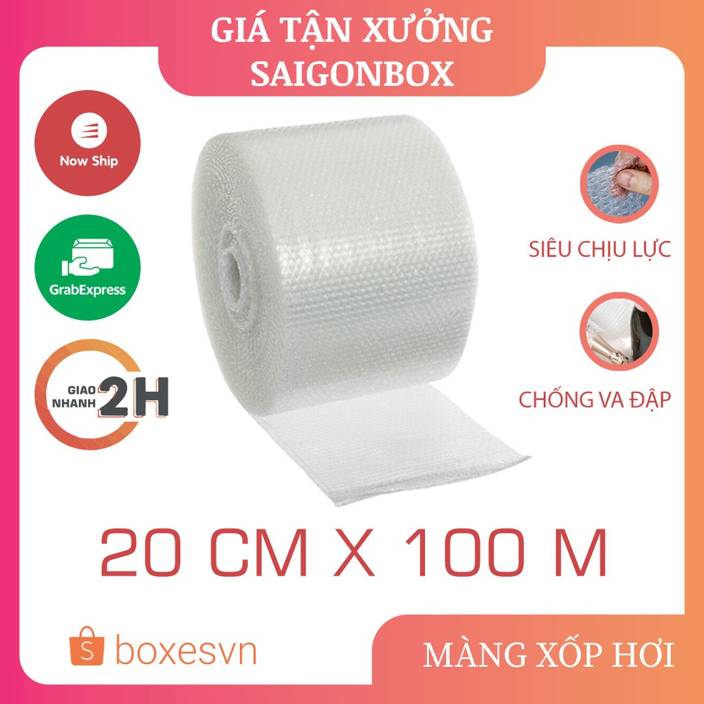 Màng xốp khí, xốp nổ, xốp hơi, túi bóng khí chống sốc đóng gói, bọc hàng 20cmx100m