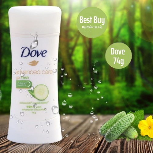 [USA] Lăn Khử Mùi Dove Advanced Care Khô Thoáng Dịu Nhẹ Hương Dưa Leo 74g (Sáp - Nữ)