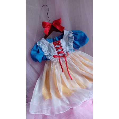 Đầm Công Chúa Bạch Tuyết Tặng kèm Nơ 🍓FREESHIP🍓 Váy Cổ Vuông Tay Ngắn Phong Cách Hàn Quốc Thời Trang Cho Bé Gái