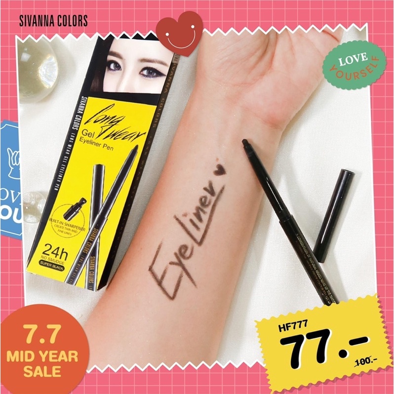 Chì kẻ mắt kẻ mí trong ngoài Sivanna Colors Long Wear Gel Eyeliner Pen bền màu dễ sử dụng