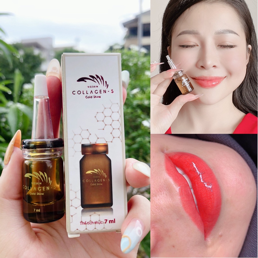 Tinh chất dưỡng kích màu môi sau phun xăm Vieskin GoldShine, collagen tươi kích màu sắc nét, tự nhiên, siêu căng bóng...