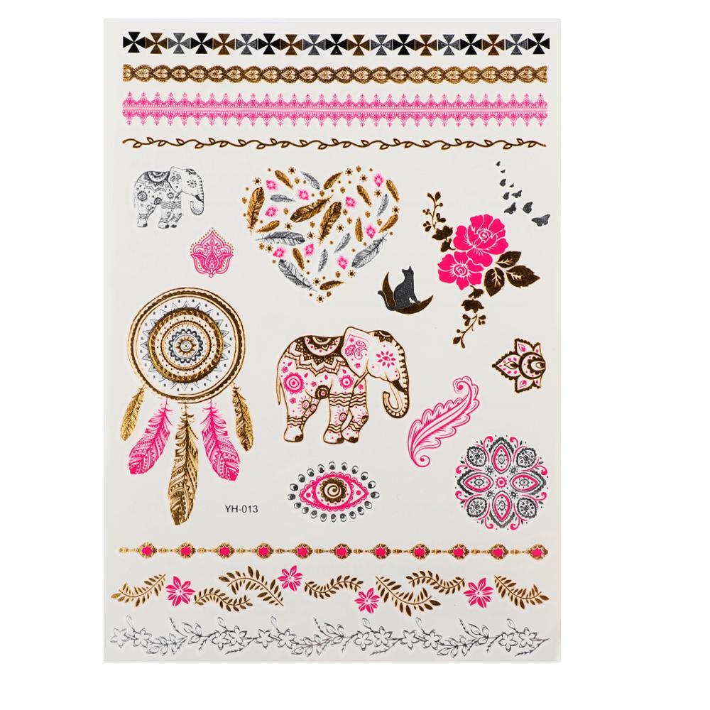 BSUNS Hình Xăm Dán Tạm Thời Không Độc Hại Chống Thấm Nước Họa Tiết Lông Vũ / Lá