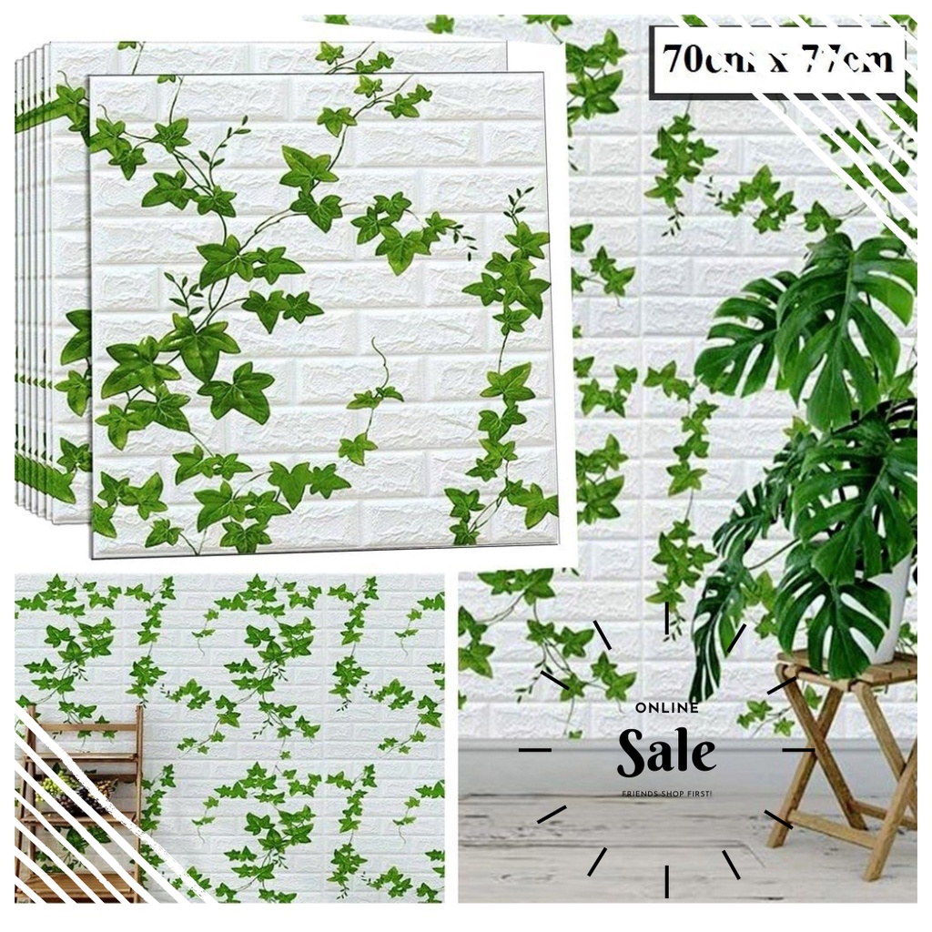 Xốp Dán Tường Dây Leo , Kích Thước 70cm x 77cm Sẵn Keo Bóc Dán