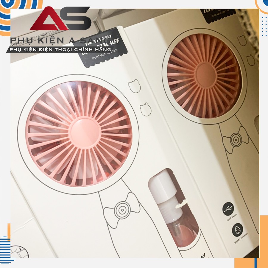 Quạt Phun Sương Cầm Tay Nhỏ Gọn Portable usb Fan Ossa 137 KD138 [ Full box + cáp sạc ]