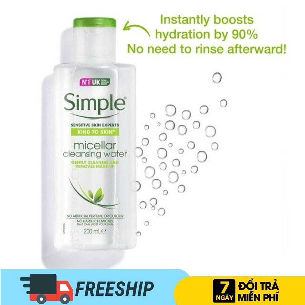 Nước tẩy trang Simple Kind to Skin Micellar Cleansing Water mọi loại da 200ml - ZAVENCI Official | BigBuy360 - bigbuy360.vn