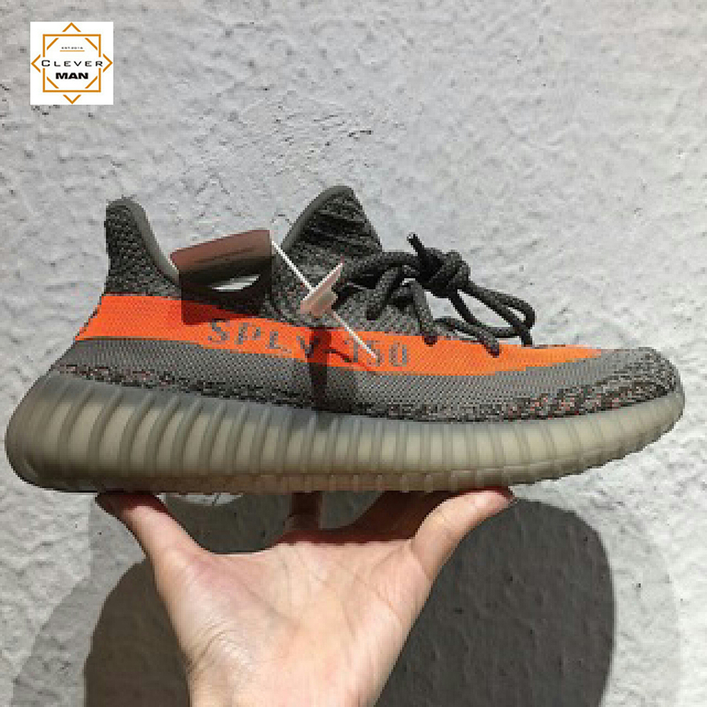 (FREESHIP+HỘP)  Giày thể thao Sneakers  YZ 350 V2 beluga xám vạch cam cực đẹp cho cả nam và nữ