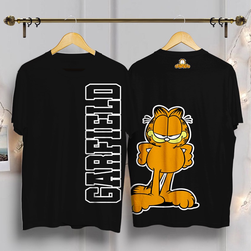 Áo thun, áo phông  nam nữ in hình garfield -GA001 (đen- trắng) 100% COTTON
