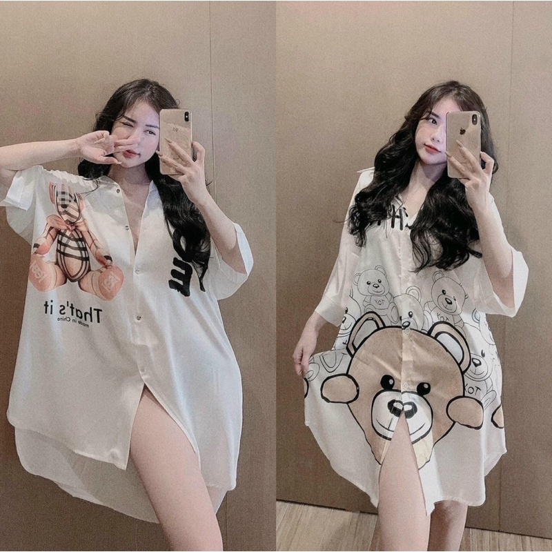 đầm ngủ tay lỡ - đầm ngủ gấu - mochino - carotshop