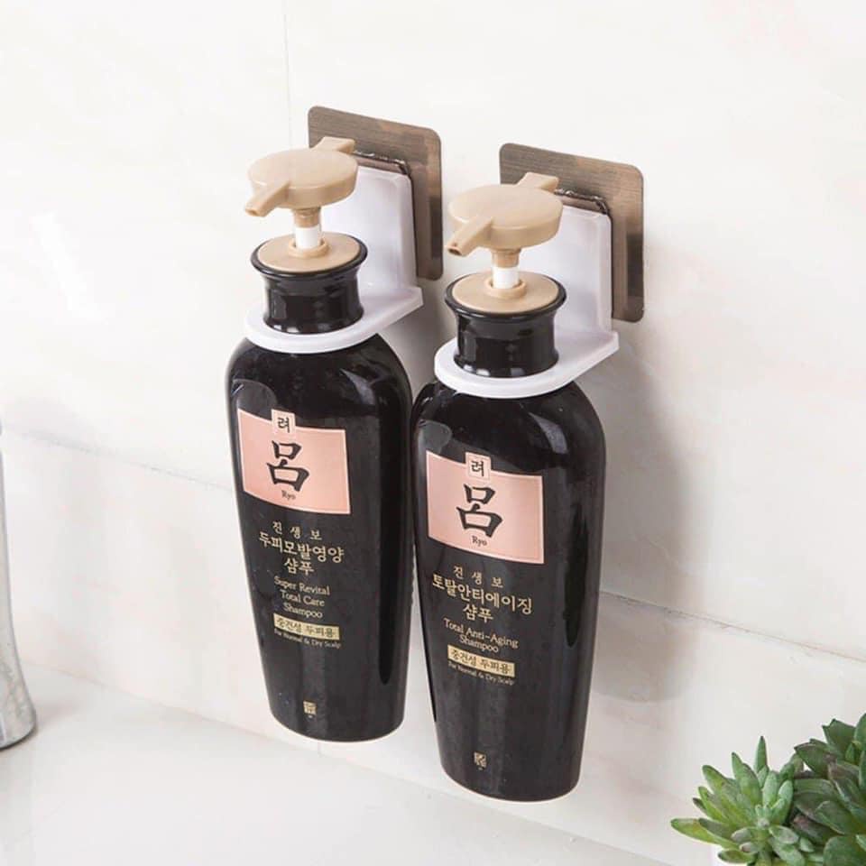 Combo 05 móc treo dầu gội sữa tắm  móc treo cổ chai nước rửa tay có miếng dán tường chịu lực