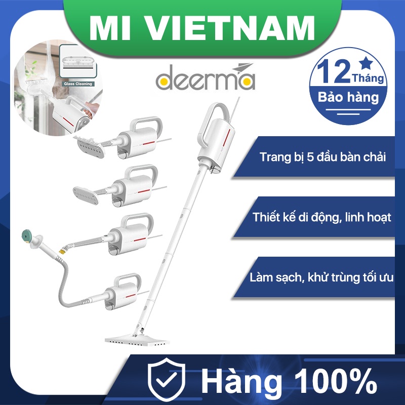 Máy lau nhà vệ sinh nhà cửa hơi nước cầm tay Deerma ZQ600 có chế độ kháng khuẩn cao cấp Trang bị 5 đầu bàn chải