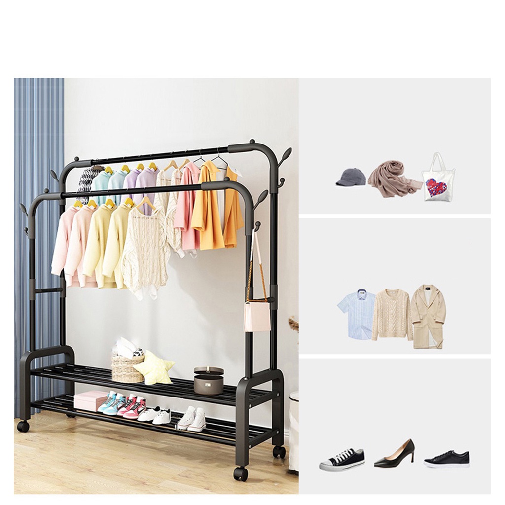 Gía treo đồ quần áo, giày dép Rộng 150CM có 1 hoặc 2 tầng trong nhà, ký túc xá sinh viên giá rẻ - BLUE DEER