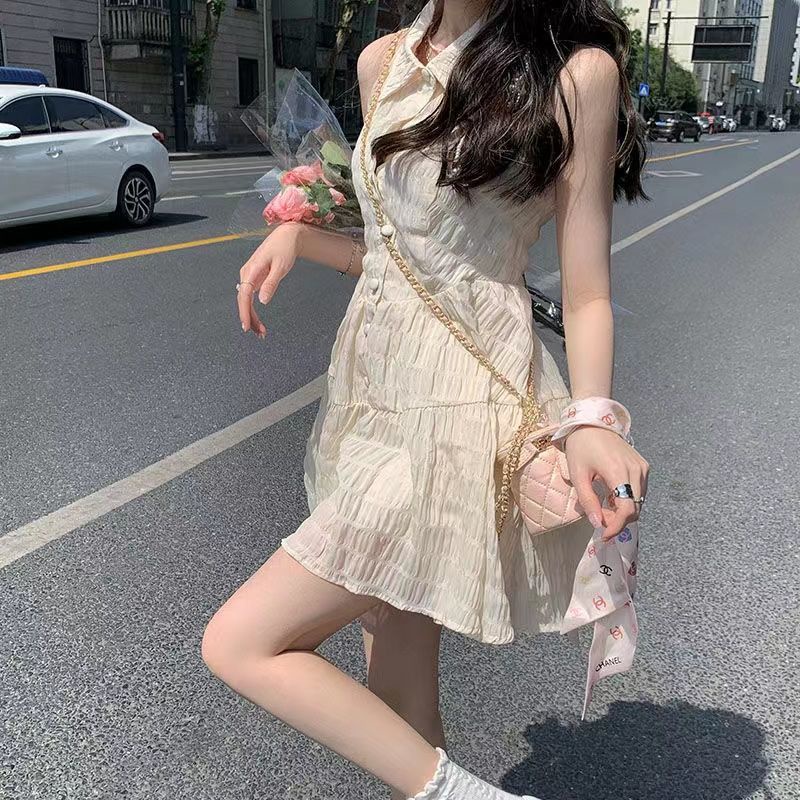 Đầm Ngắn Cổ Polo Hở Lưng Dáng Ôm Thời Trang Mùa Hè 2022 Dành Cho Bạn Nữ