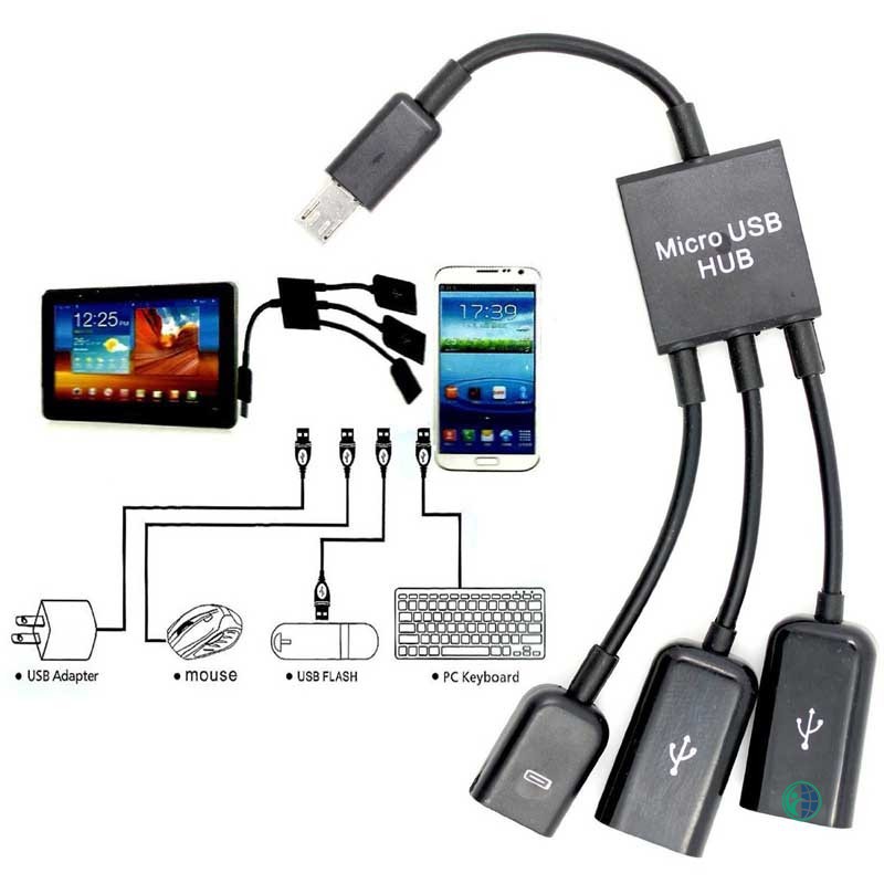 Thiết bị chuyển đổi đầu dây cáp Micro USB USB 2.0 OTG 3 trong 1 tiện dụng | BigBuy360 - bigbuy360.vn