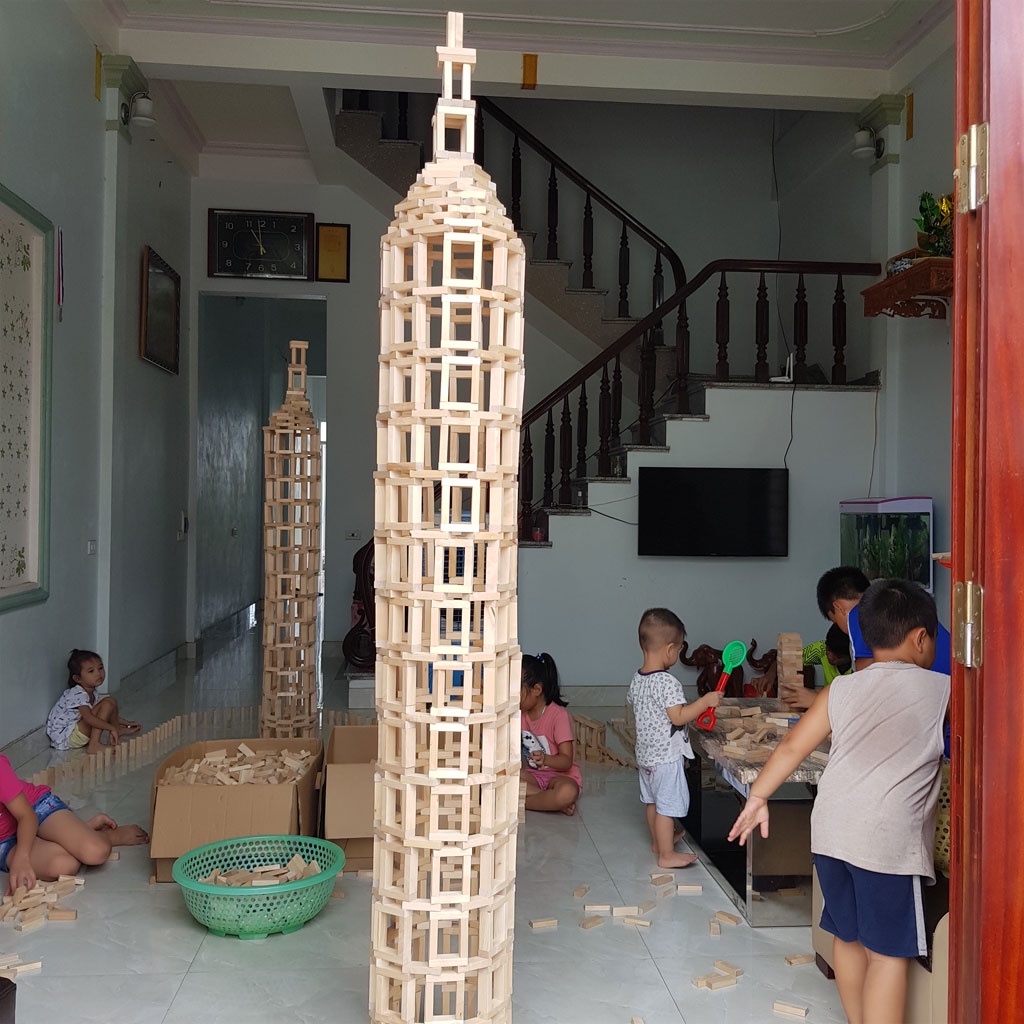 Thanh xếp gỗ Domino Bộ đồ chơi rút gỗ dành cho trẻ em và người lớn giúp trẻ tránh xa điện thoại Combo 6kg