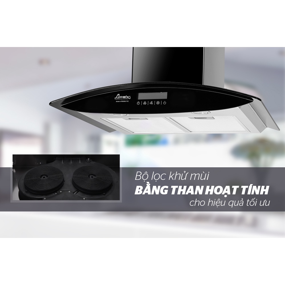 Máy hút mùi kính cong Sunhouse APEX APB6680-70C - Bảo hành 18 tháng tại nhà