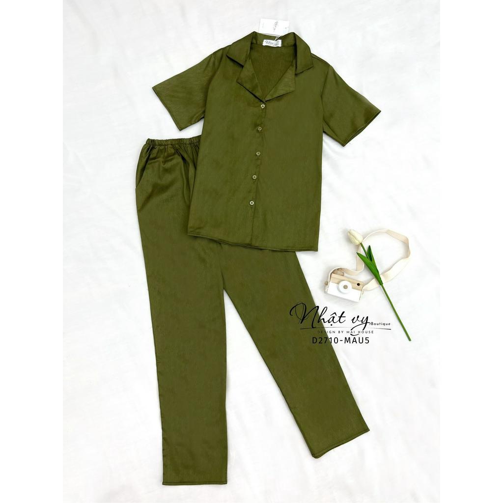 Set bộ họa tiết Nhật Vy áo tay ngắn quần dài chất mango phù hợp dùng mặc ở nhà - D2710