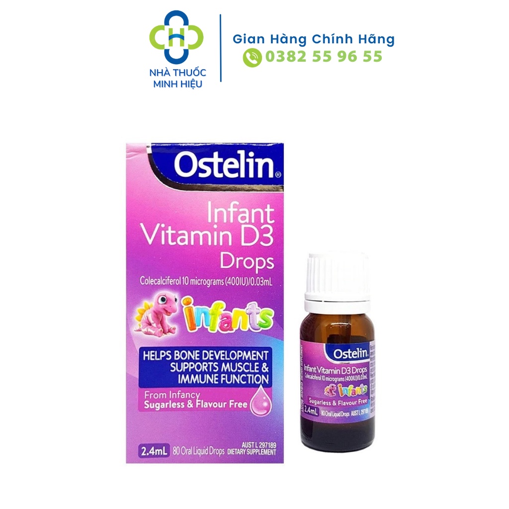 Vitamin D3 [ÚC] Ostelin Infant Drop 2,4ml- bổ sung  vitamin D3 cho trẻ từ sơ sinh