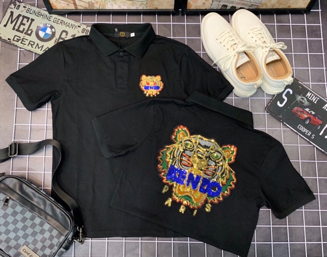 Áo thun cổ trụ_áo thun có cổ đính kim sa (chất cotton 100%) | BigBuy360 - bigbuy360.vn