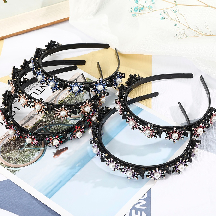 Kẹp Tóc Nhựa Đính Đá / Ngọc Trai / Hoa Phong Cách Hàn Quốc Cổ Điển Cho Nữ