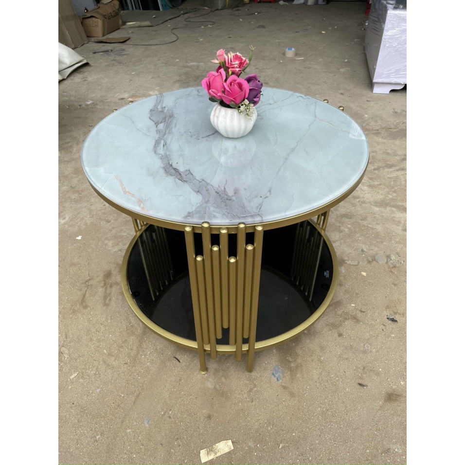Bàn trà sofa đẹp,Bàn trà sofa,Bàn cà phê phiến đá tròn sang trọng gọn nhẹ,Bàn cà phê phòng khách đơn giản,