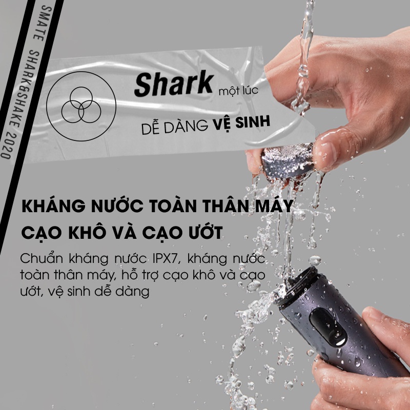 Máy Cạo Râu Cầm Tay Smate ST-R201 - Sạc Nhanh Type-C Kháng Nước IPX7 Bảo Vệ Da Mặt Màn Hình LCD Cao Cấp