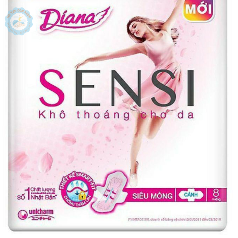 Gói 8 miếng - Băng vệ sinh Diana sensi có cánh (katydang)