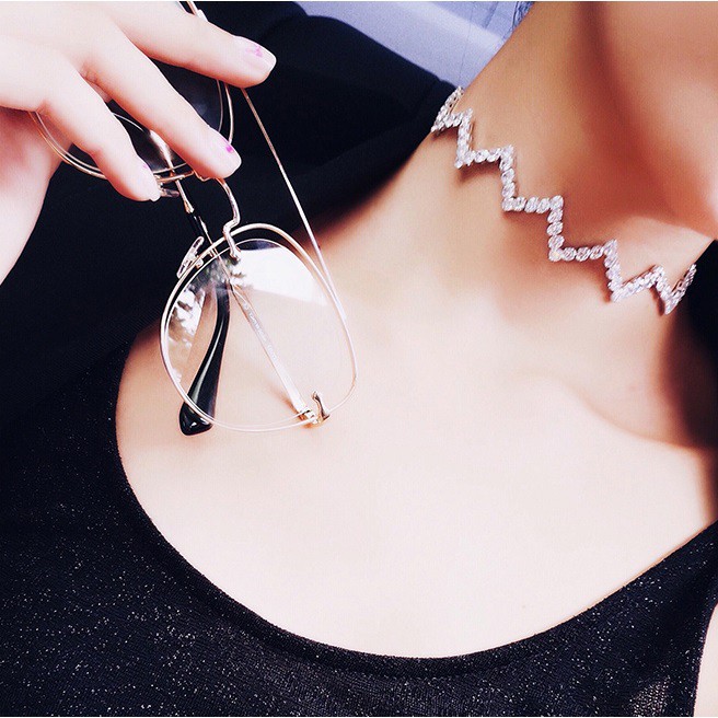 Vòng chocker đính đá lấp lánh ziczac sang trọng VC40