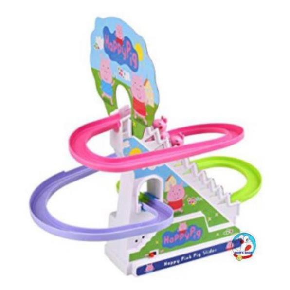 Đồ chơi peppa pig leo bậc thang, cầu trượt dùng pin, có âm