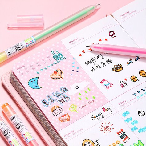 Bộ 12 Bút Gel Nhiều Màu Resun Với Ngòi 0.5mm Tiện Lợi, bút viết calligraphy ngòi 0.5mm nhiều màu đáng yêu CICIBOX