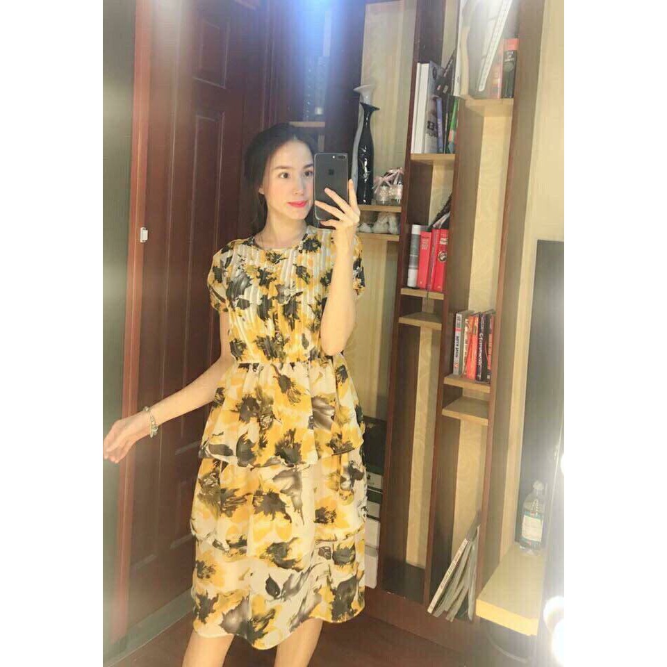 Đầm hoa vải lụa xô giá 200K