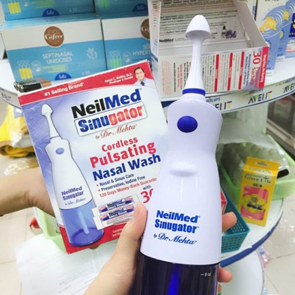 MÁY RỬA MŨI NEILMED SINUGATOR CORDLESS PULSATING NASAL WASH CHÍNH HÃNG - KÈM 30 GÓI MUỐI - 9765