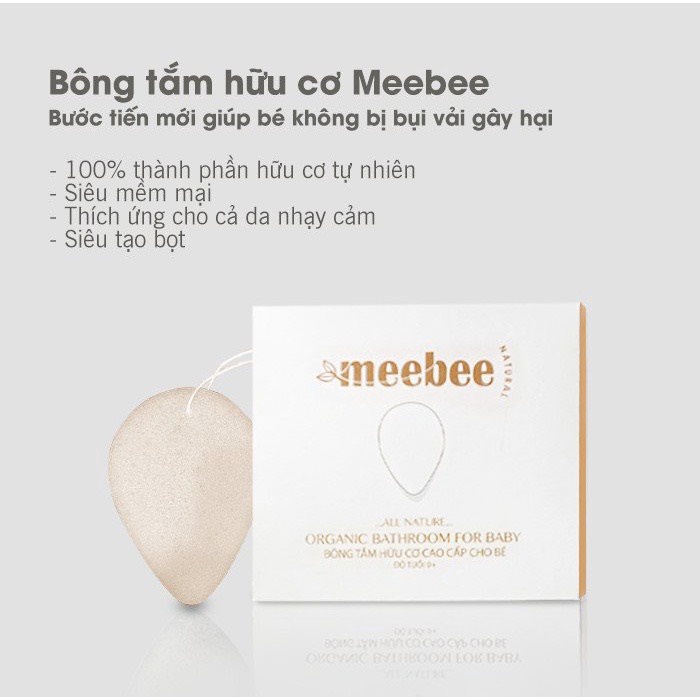 Muối tắm bé thảo dược MeeBee tặng kèm bông tắm hữu cơ