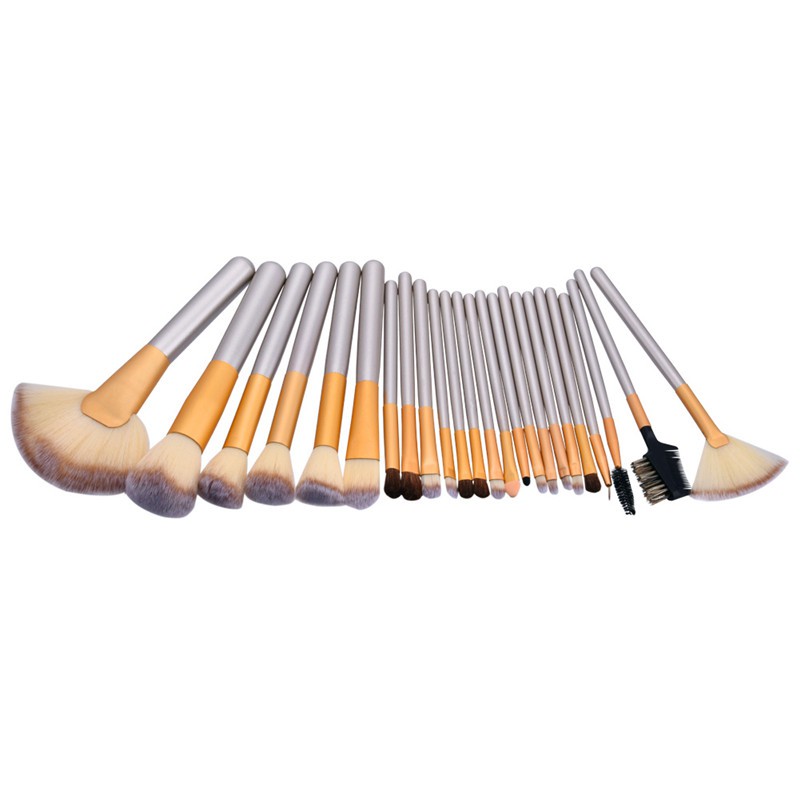 (hàng Mới Về) Set 24 Cọ Trang Điểm Kabuki Cán Gỗ Chất Lượng Cao