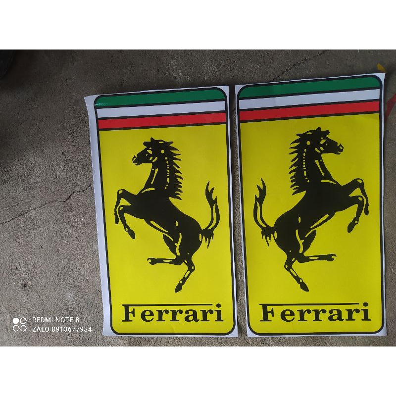 Tem ngựa Ferrari, tem champions dán trang trí xe ô tô, xetải, xe ben