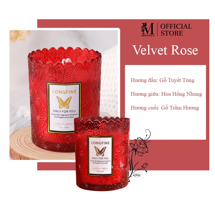 Nến thơm phòng thiên nhiên Mocotics tạo hương thơm, khử mùi, trang trí decor - Thời gian đốt 35 Giờ - size lớn 440g
