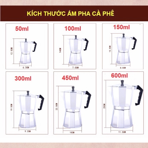 Ấm Pha Cà Phê Moka - Bình Pha Cà Phê Moka Kiểu Ý Pha Chế - Dụng Cụ Pha Chế