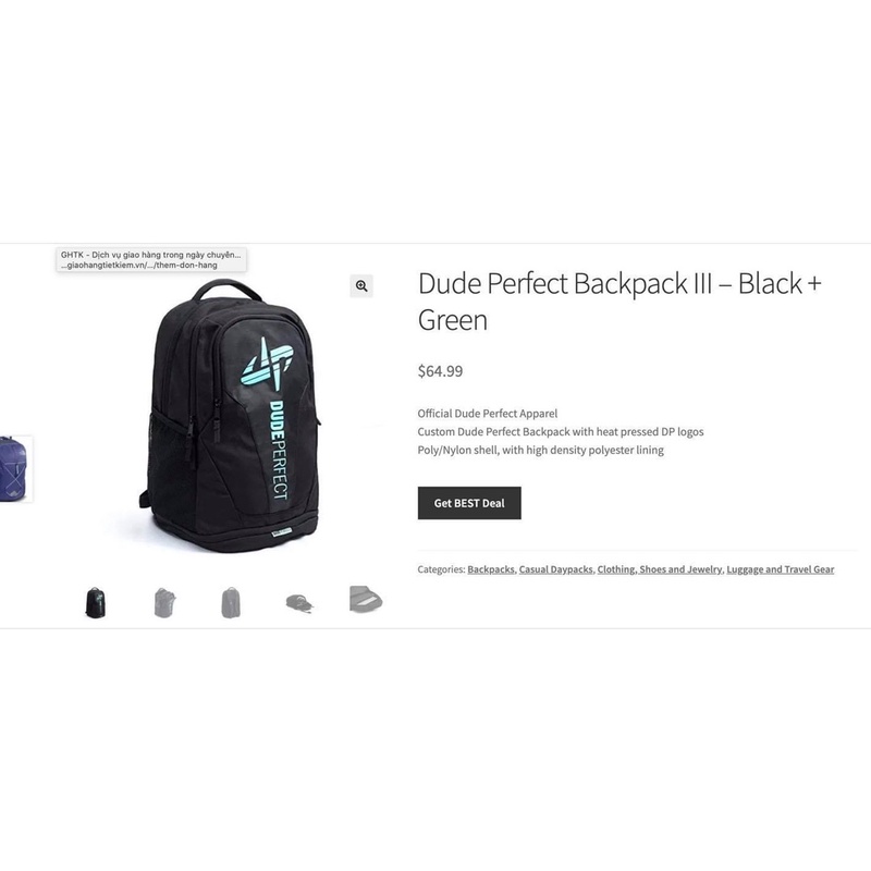 Balo Dude Perfect Backpack III – Black + Green