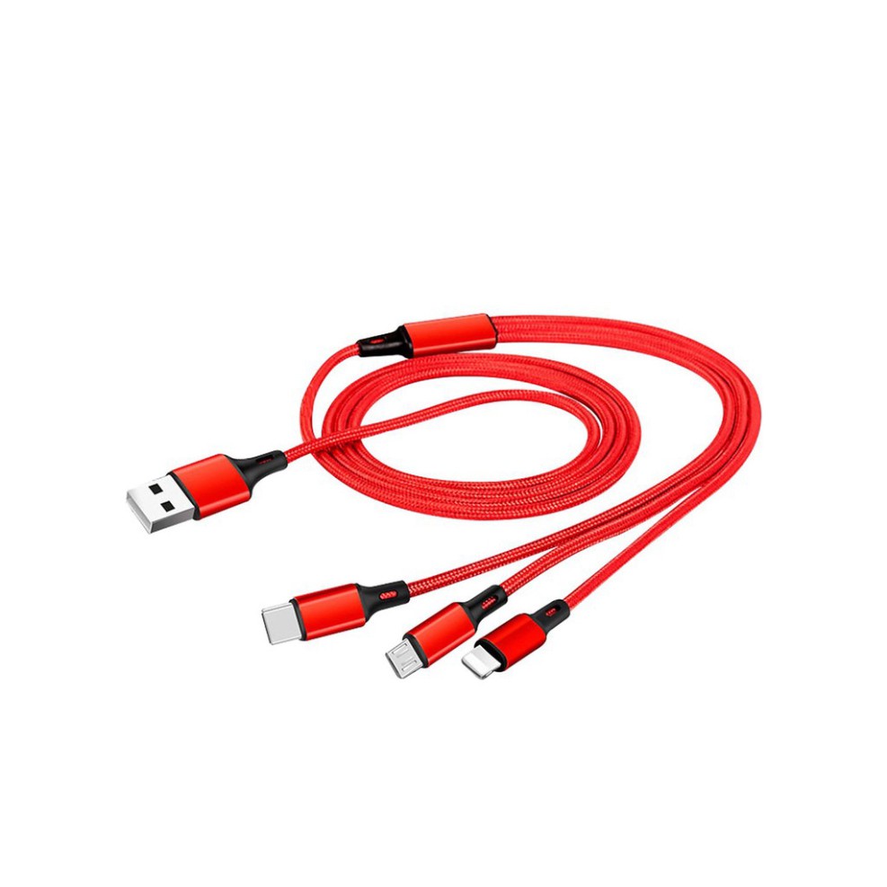 [Bán Sỉ] Dây cáp sạc 3 đầu bọc dù dài 1,2 m cổng type c lightning micro usb bền chống đứt chống nước big sale hôm nay