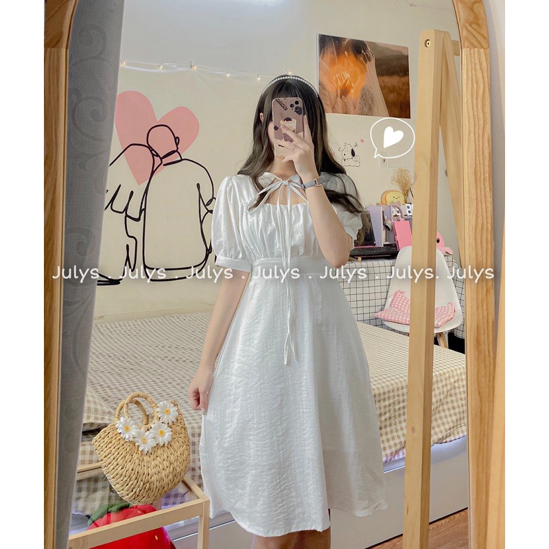 Váy khoét ngực buộc nơ 2 màu (ảnh thật shop chụp kèm video)