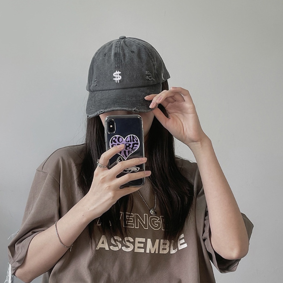 [Augustcloth] Mũ/ nón lưỡi trai denim rách phong cách Hàn Quốc