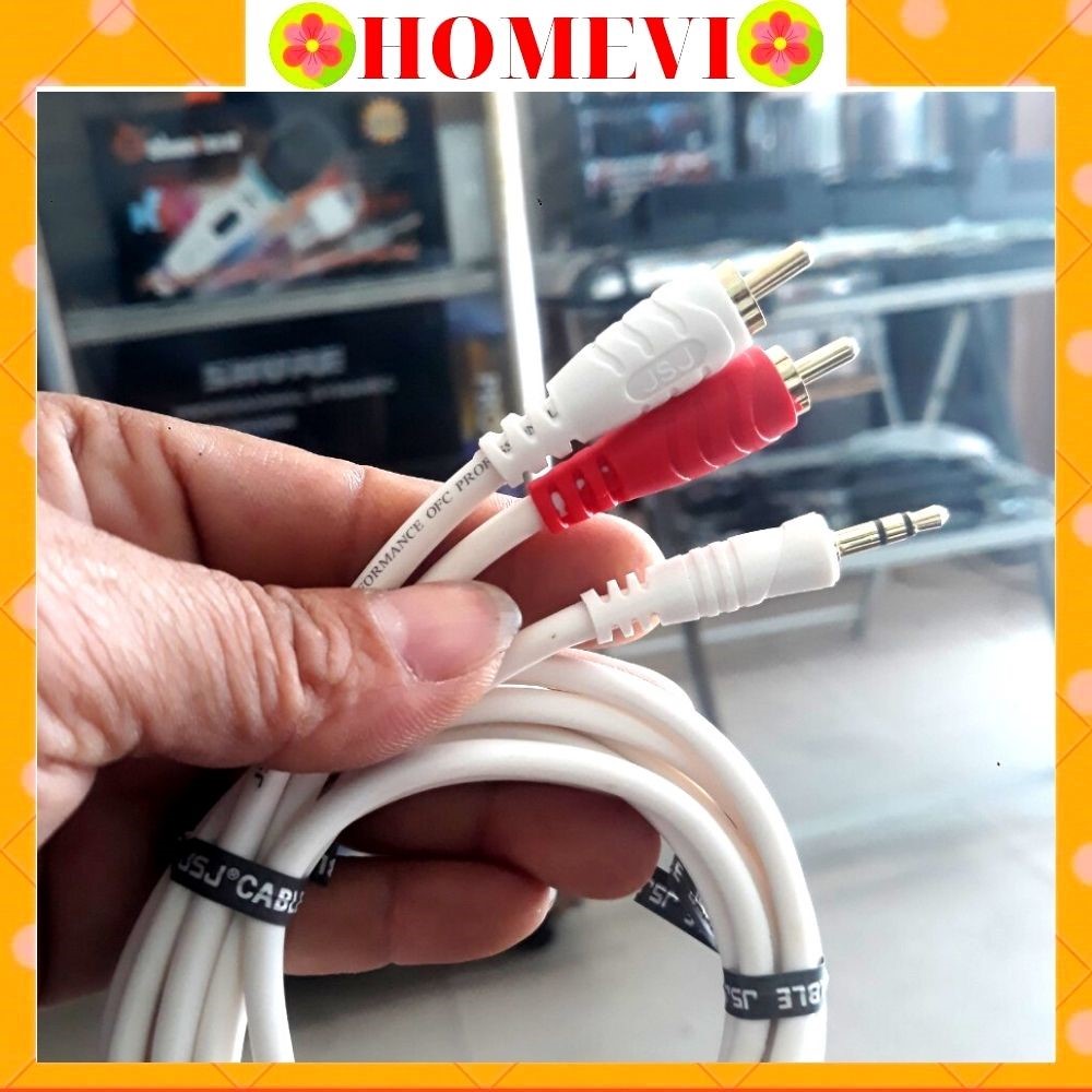 Dây AV 1 đầu 3.5 ra 2 đầu bông sen AV ( kết nối âm thanh điện thoại, laptop, cpu, tivi với amply, loa vi tính....)