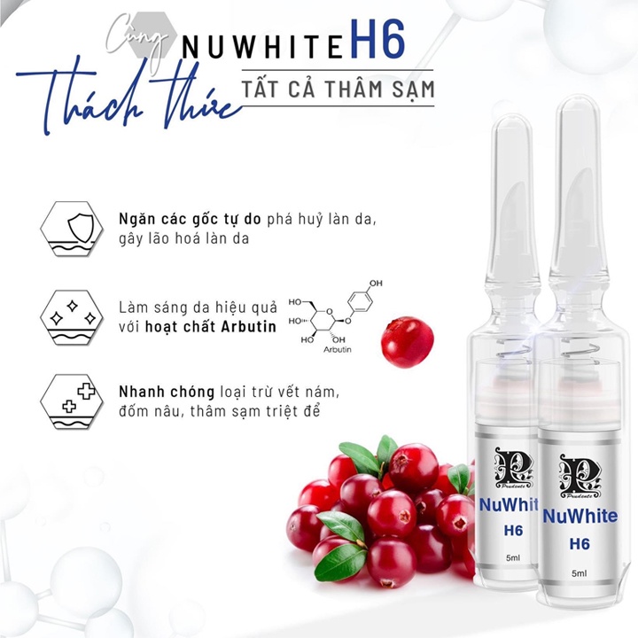 Kem Thâm Mông, Nách, Bẹn Nuwhite H6 5ml, Kem Làm Hồng H6 Alphawhite Mibiti Prudente Tăng Cường Sản Sinh Collagen